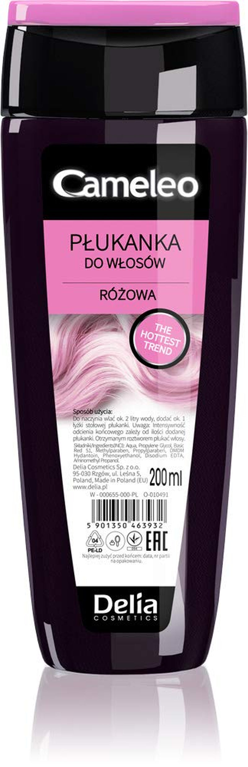 Cameleo - Tonico per capelli rosa all'acqua di rose senza tinta gialla Tinta semipermanente per capelli - Per capelli biondi e grigi - Colore e cura - Senza parabeni | Tintura Per Capelli Rosa 200 ml Naty Shop 200 Ml (1 confezione)