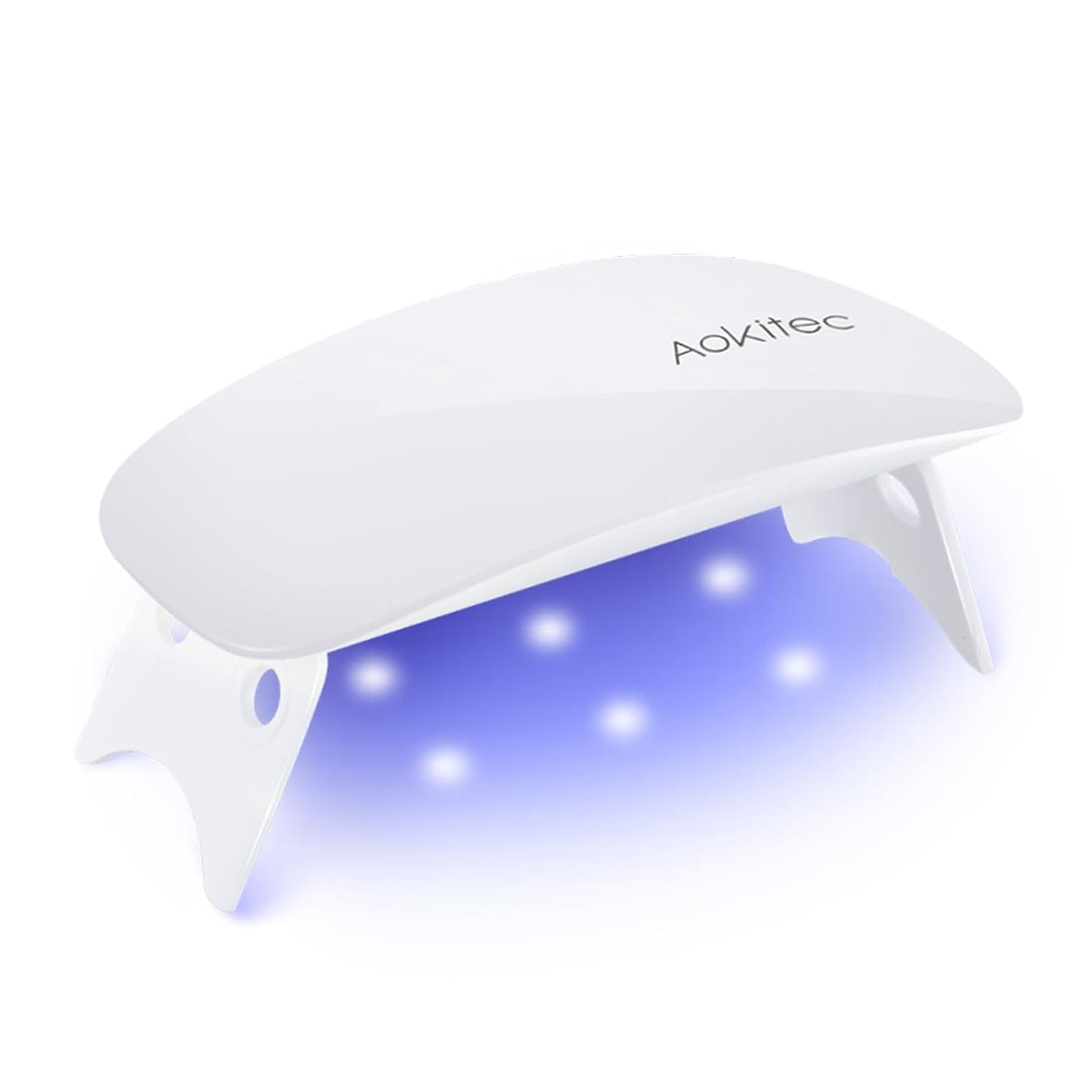 Aokitec Mini Lampada UV LED, Lampada per Unghie Gel UV, Asciugatore per Unghie Portatile per Tutti i Tipi di Smalto Gel, Strumento per polimerizzare a Forma di Mouse, Compatto, Leggero con Cavo USB (Bianco)