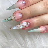 Moonglow Unghie Lunghe Stiletto Bianco Latte Rosa Sfumato Glitter Unghie Finte Fresche Con Colla Unghie Artificiali Glitter Rosa Ombre