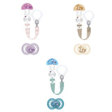 MAMMA | Ciuccio e catenella per ciuccio, 6+ mesi, selezione colore casuale, anatomico, simmetrico, in silicone, lavabile, lunghezza regolabile, compatibile con tutti i tipi di ciuccio