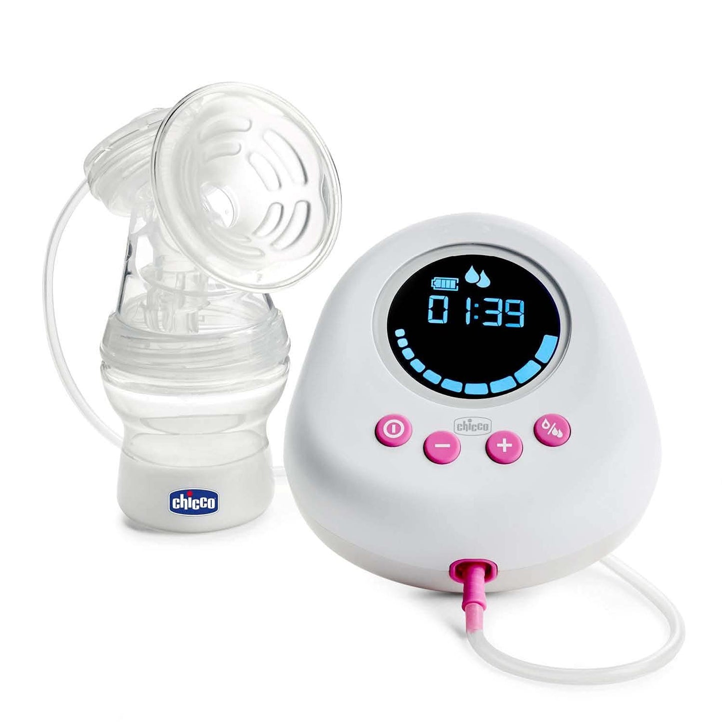 Tiralatte elettrico Chicco con fasi di stimolazione ed estrazione, 10 livelli di intensità, comodo e veloce, forma ergonomica, con tettarella inclinata e tappo a tenuta, bianco, 150 ml Accessori Alimentazione e Allattamento Bebe Naty Shop