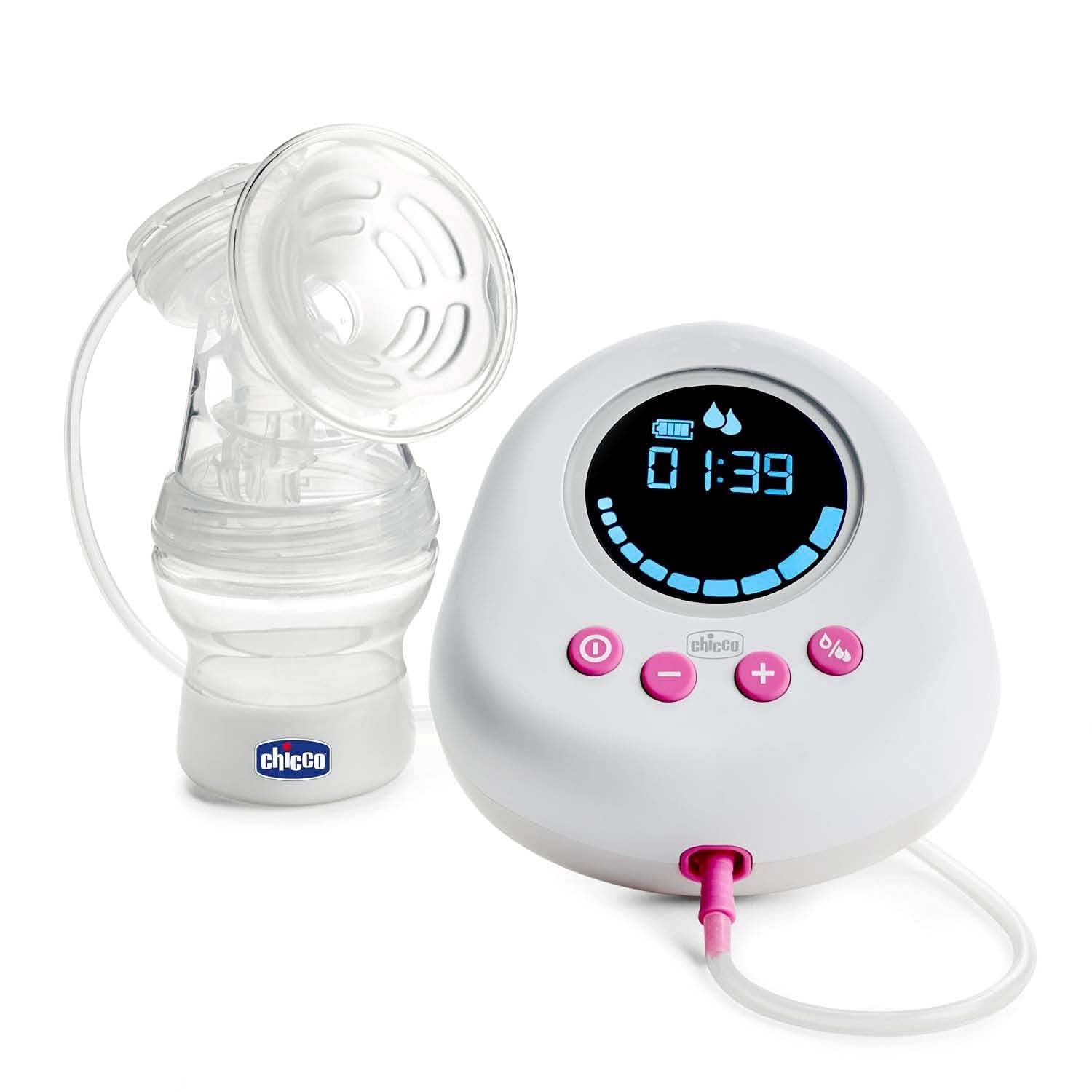 Tiralatte elettrico Chicco con fasi di stimolazione ed estrazione, 10 livelli di intensità, comodo e veloce, forma ergonomica, con tettarella inclinata e tappo a tenuta, bianco, 150 ml Accessori Alimentazione e Allattamento Bebe Naty Shop