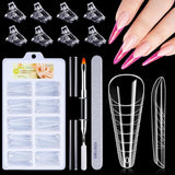 Set di forme per unghie da 120 pezzi, estensioni per unghie, forme per unghie in gel, set di forme per unghie con pennello a doppia testa e lima per unghie con clip, per unghie in gel