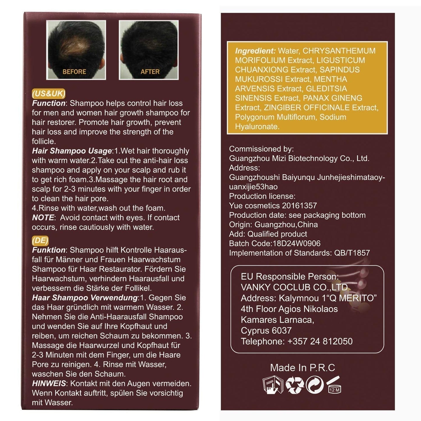 Shampoo per la crescita dei capelli, Shampoo anticaduta, Shampoo per la caduta dei capelli, Shampoo alle erbe naturali per una crescita più rapida dei capelli, Lozione Naty Shop Hair Care