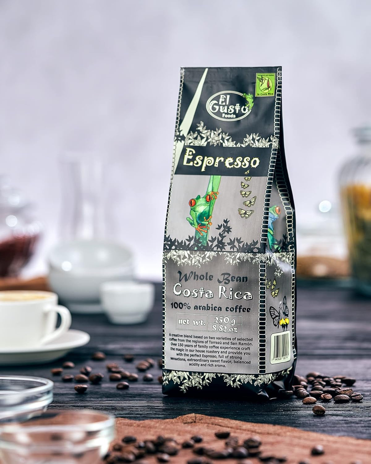 El Gusto Espresso Kaffee aus ganzen Bohnen aus Costa Rica, dunkel geröstet, miscela creativa, 100% Arabica, frischer Gourmet-Kaffee 3er Pack