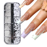 GZSY Nail Art Strasssteine ​​​​Nagel Perle Weiß 12Raster Nagel Charms Nageldesign Zubehör Perle Nail Art