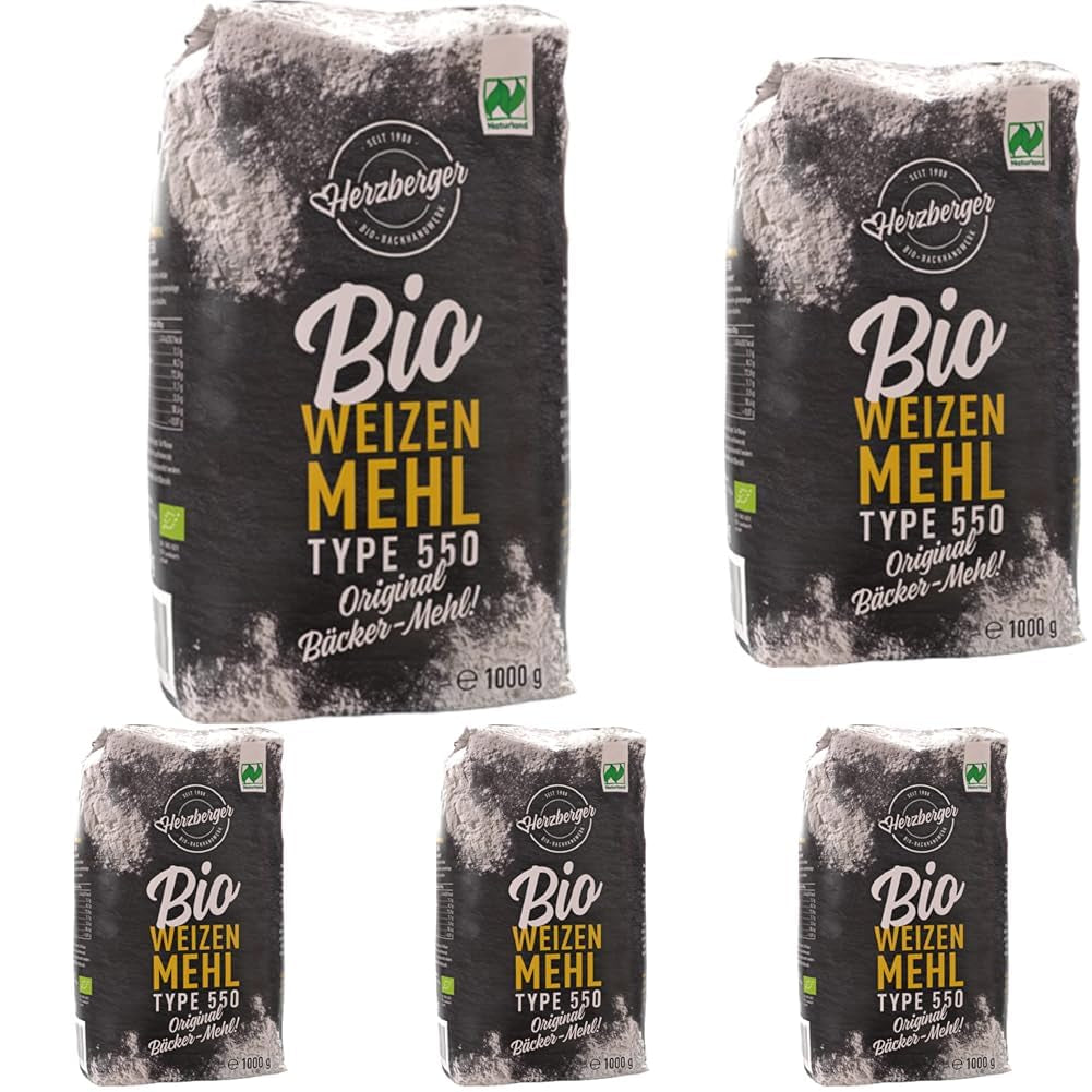 Farina di grano tenero Herzberger Organic Naturland Tipo 550, 1 kg