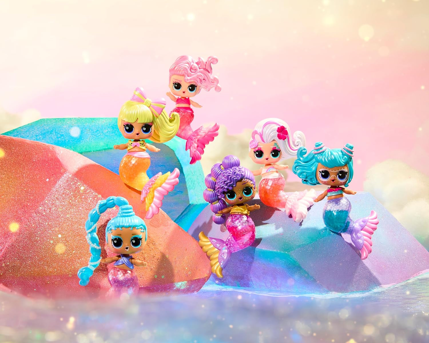LOL Sorpresa! Sirene Makeover Magic Tots - Vero lucidalabbra per te e la tua bambola per realizzare, mescolare e creare trucchi, Divertente gioco con l'acqua, 6 bambole da collezionare - Dai 4 anni in su