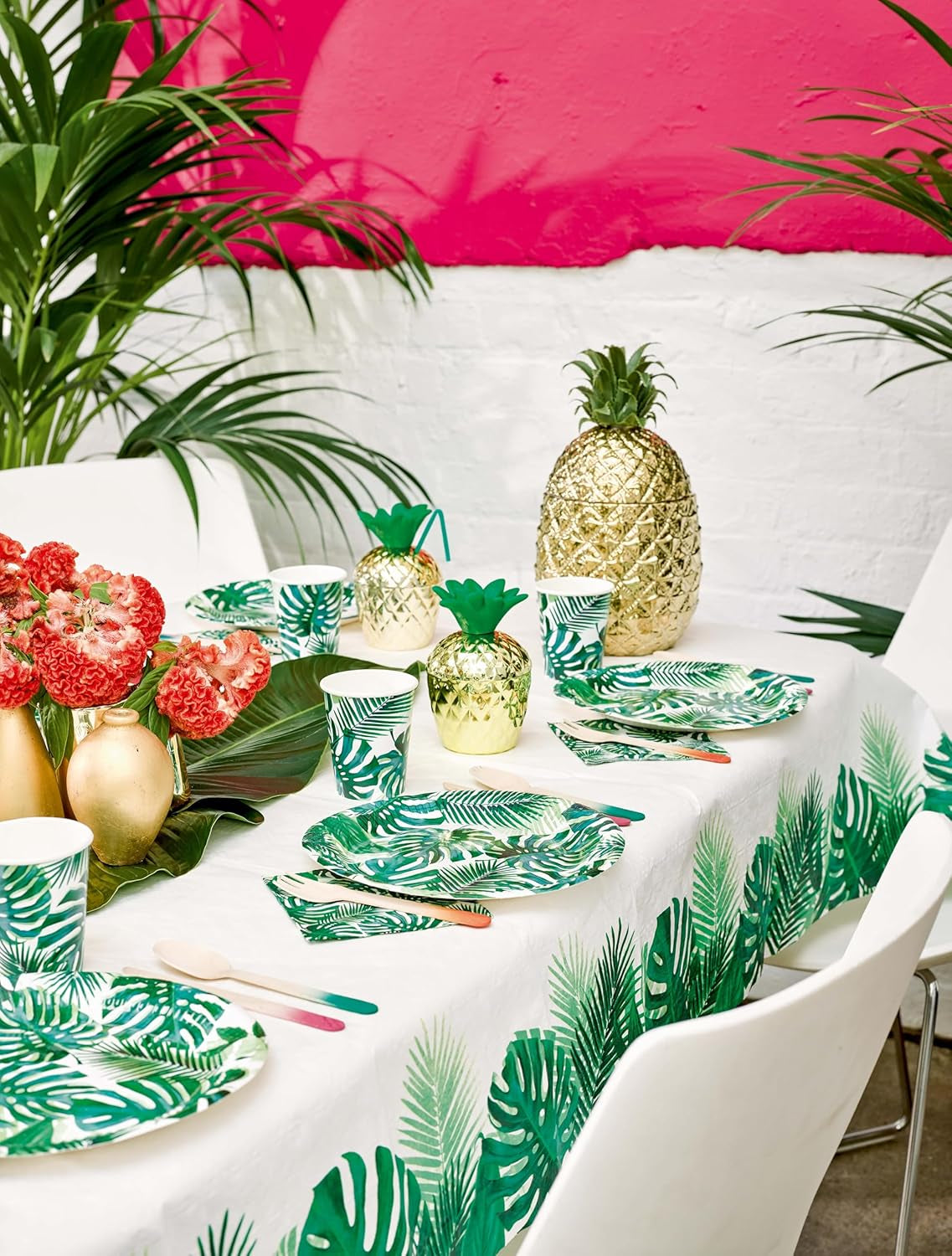 Confezione da 20 salviette tropicali | Tovaglioli di carta verde con motivo foglia di palma | Stoviglie usa e getta per feste per bambini, feste safari, giungla, dinosauri, estate, tema hawaiano
