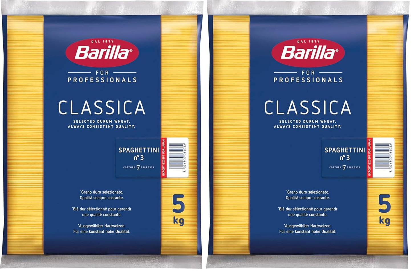 Barilla Pasta Klassische Spaghetti n.5 aus Hartweizen di alta qualità immer al dente, (1 x 500 g), insapore