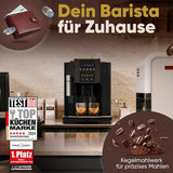 Macchina per caffè espresso ProfiCook® completamente automatica con montalatte per cappuccino | Macina conica | con funzione scaldatazze | Pompa Professionale Italiana | Touchscreen | Espresso | PCKAV1281