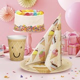 PAW - Tovaglioli 3 Veli (33 X 33 Cm) I 20 Pezzi I Perfetti per Feste, Compleanni, Festività I Decorazioni da Tavola per Feste per Bambini - Tovaglioli di Carta con Motivi Colorati - Gelato I Gelato