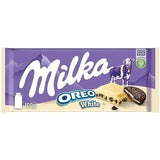 Milka Oreo Sandwich – Cioccolato al latte alpino, ripieno di pezzi croccanti di biscotti Oreo e morbida crema alla vaniglia – 92g
