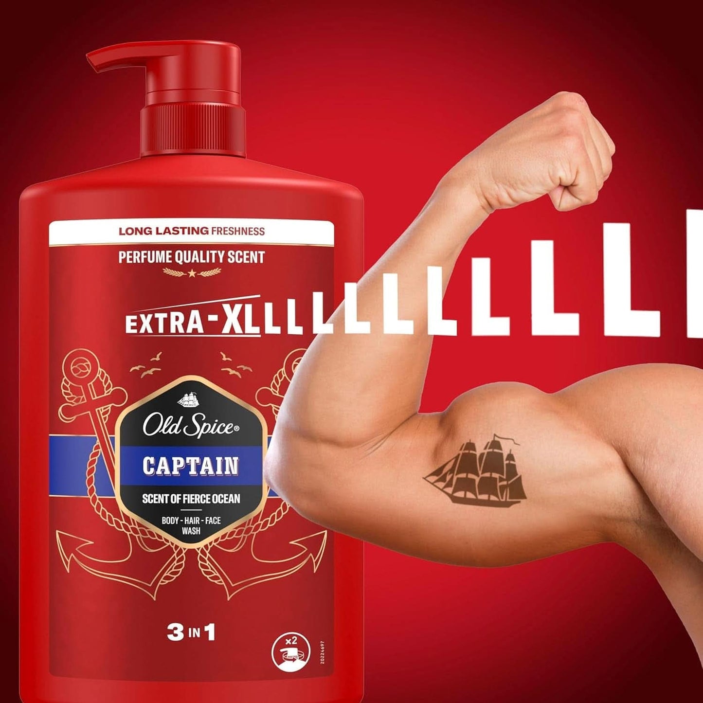 Old Spice Captain gel doccia e shampoo 3 in 1 per uomo, doccia e bagno da 1 litro Naty Shop