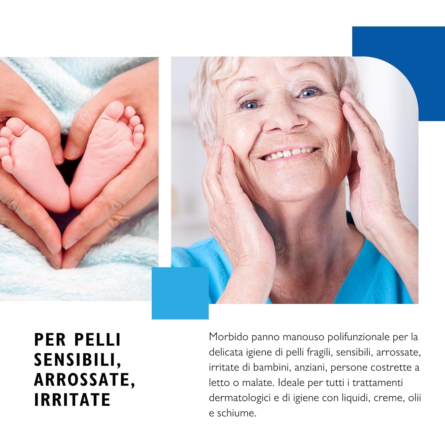 BIODERM Cellusoft - salviette umidificate morbide multifunzionali monouso in viscosa e poliestere - salviette multifunzionali per l'igiene delicata della pelle sensibile ed arrossata di anziani e bambini - 30 x 38 cm (50