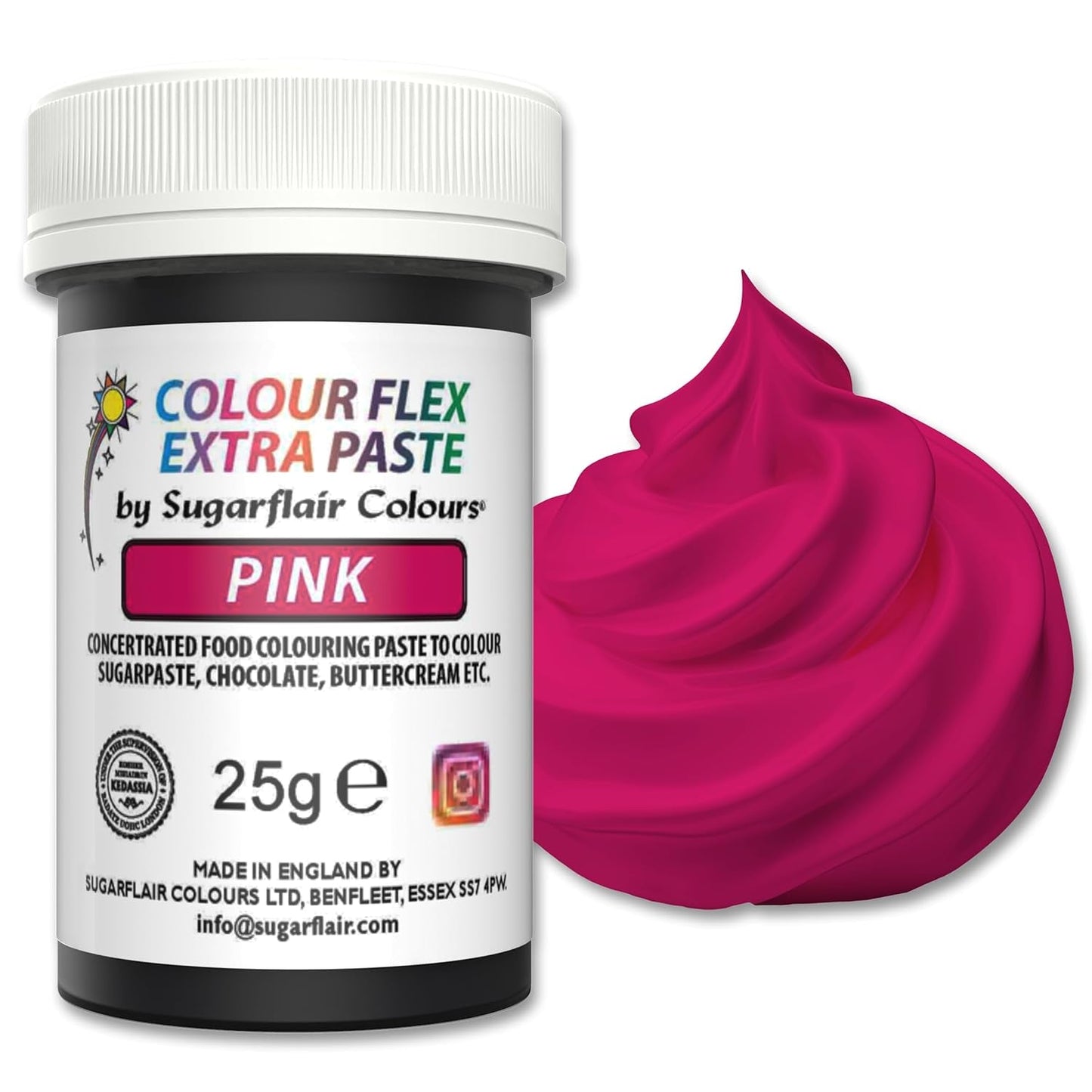 Pasta colorante alimentare Sugarflair Colourflex Extra Pink Paste - Colorante alimentare commestibile per crema al burro, cioccolato, pasta di zucchero, glassa, fondente, miscele per torte, impasti e altro - 25 g