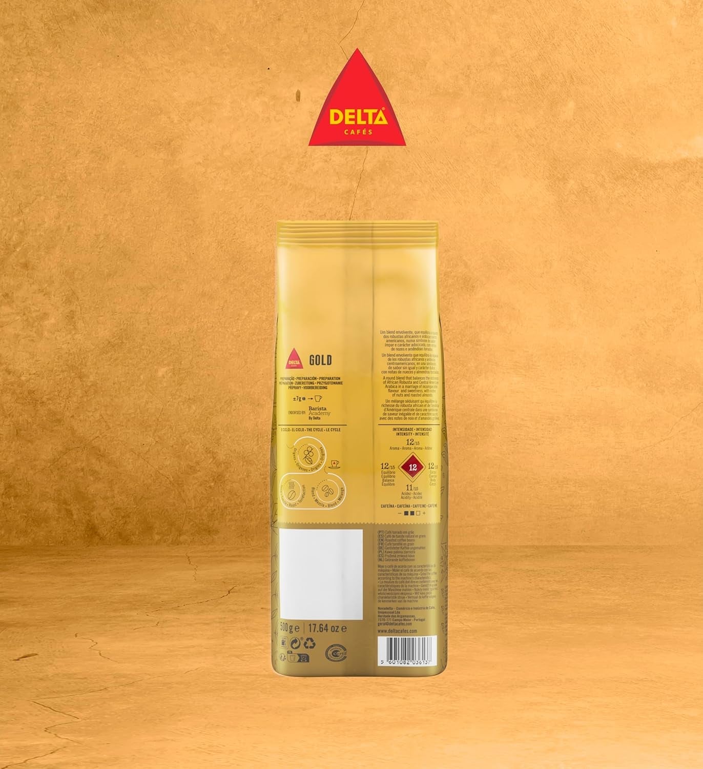 Lotto di caffè Delta in grani, confezione Gold, 500 g