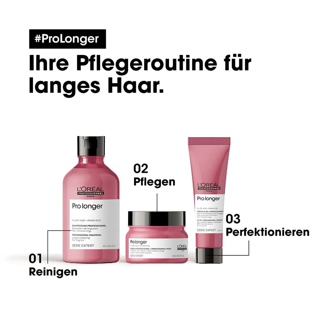 L'Oréal Professionnel Maschera rinforzante per capelli lunghi e sottili con filler A-100 e aminoacidi, Series Expert, Pro Longer Mask Hair Mask Naty Shop
