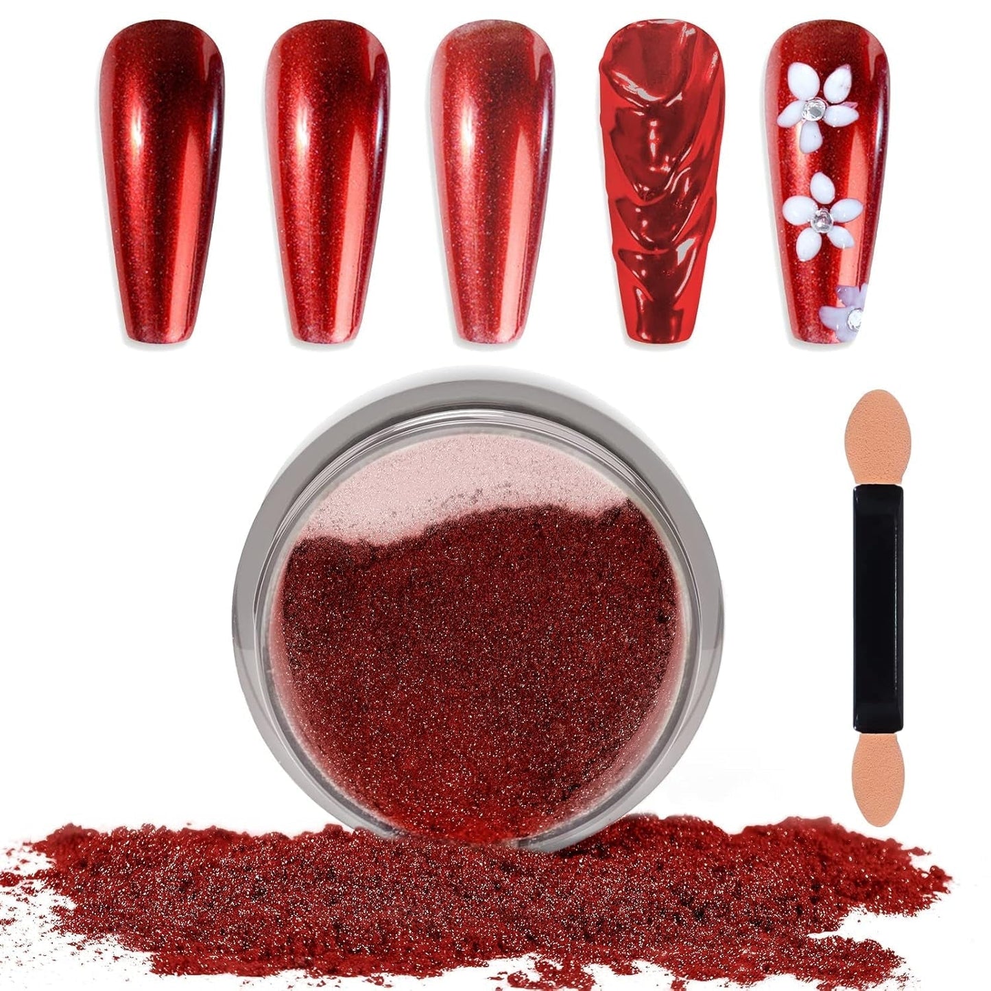 Chrome Nagel Pulver Spiegel Effekt Metallic Staub Holographische Glitter Glasierte Maniküre Dekoration Pigment riflettente per lo smalto gel fai da te Nail Art, Harz Handwork, Geschenke Für Gold