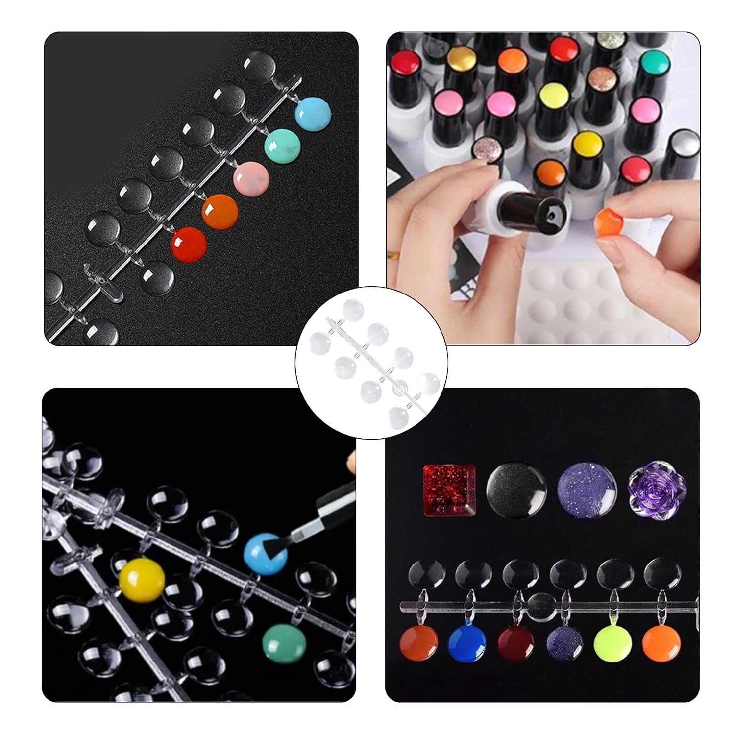 120 pz. Puntini per esposizione unghie Puntini di colla colorati Unghie a pressione Puntini per esposizione unghie Campioni per unghie Consigli per unghie Accessori per unghie fai-da-te Display per unghie Punte per unghie per unghie in gel Autoadesive trasparenti