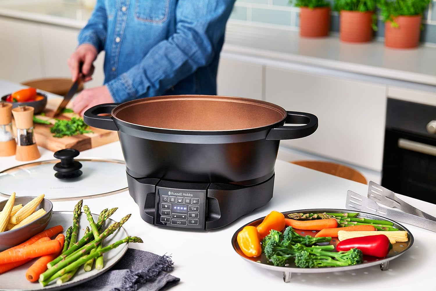 Multicooker Russell Hobbs 6,5L, display digitale, 8 funzioni di cottura Slow Cooker Naty Shop