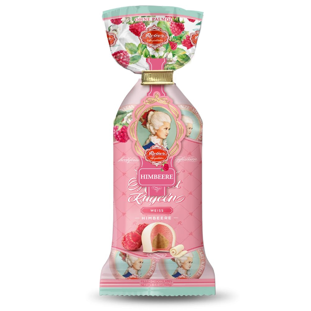 Reber Mozart palline al cioccolato fondente, confezione da 6 con marzapane e torrone, vegan - 1 x 120 g