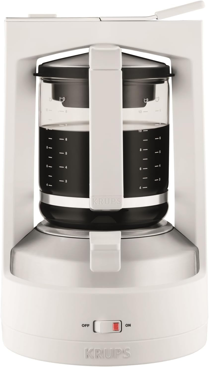 Macchina per caffè espresso con filtro Krups T8, 850 Watt, spegnimento automatico, 8-12 tazze, capacità 1 litro, filtro permanente, interruttore on/off illuminato, facile da usare, nero, KM4689