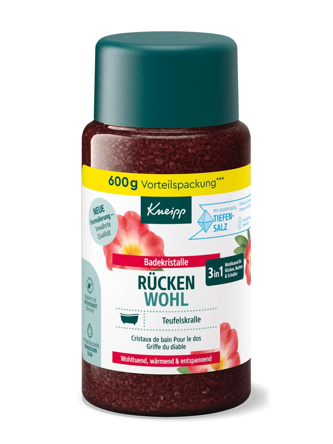 Sali da bagno Kneipp con estratto di artiglio del diavolo - Sale naturale Luisenhall e oli essenziali di lavanda e cajeput per collo e spalle - 600G Doccia e bagno Naty Shop