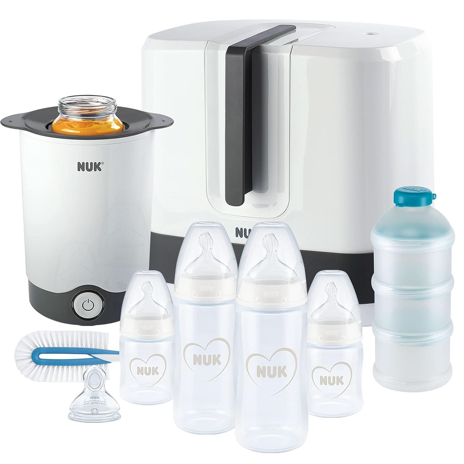 Set per tiralatte manuale NUK, morbido cuscino in silicone, 2 biberon perfettamente abbinati, 150 ml Alimenti per bambini e accessori per l'allattamento al seno Naty Shop First Choice+ Set