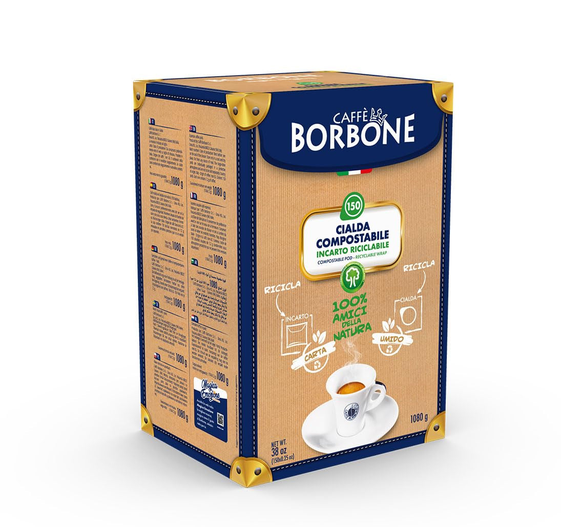 Caffè Borbone Tamponi Compostabili, Rote Kaffeemischung - 150 Tamponi - Compatibili con Sistema ESE Tamponi Carta 44 mm