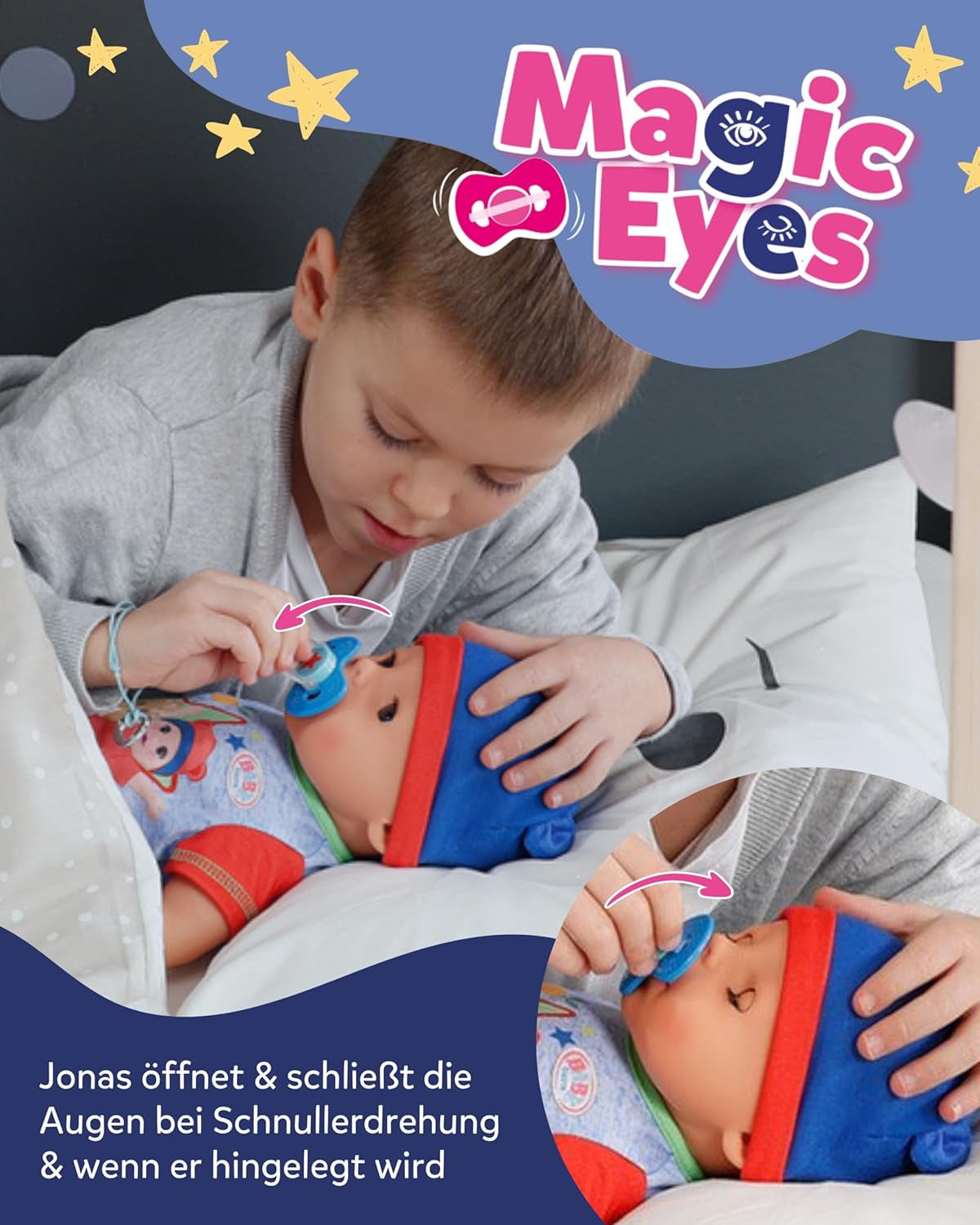 BABY Born Jonas - bambola baby 43 cm - 10 funzioni inclusi accessori e materasso - Funziona completamente senza batterie - Adatto a bambini dai 3 anni in su