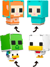 Mattel Minecraft Flippin' Figs Sheep and Chicken Confezione da 2 con personaggi di gioco 2 in 1, teste grandi e action figure HXK17 con design pixel Naty Shop