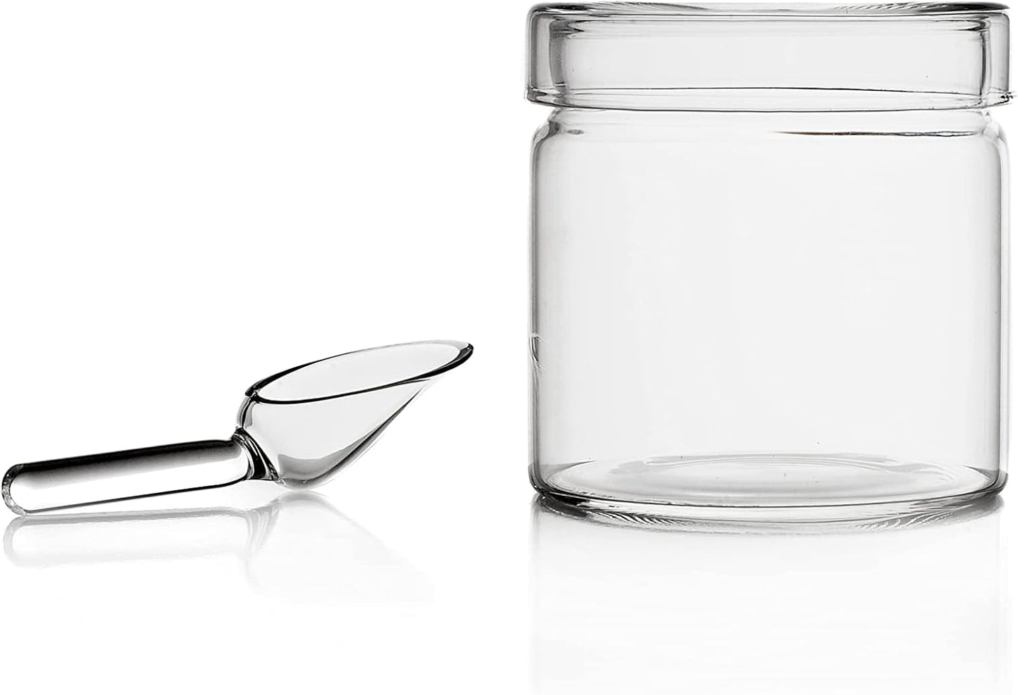 Teiera con cucchiaino, collezione Piuma, 20 cl, vetro borosilicato, realizzata a mano