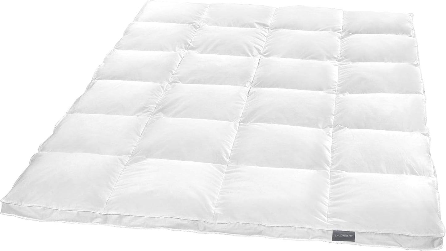 Traumnacht Basic Piumino leggero con nuova piuma bianca (60%) e piume (40%), DIN EN 12934, 135 X 200 cm, certificato Down Pass e Oeko-Tex, prodotto secondo lo standard di qualità tedesco. Piumini e trapunte Naty Shop 60% piumino / 40% piume Coperta invernale molto calda 155 X 220