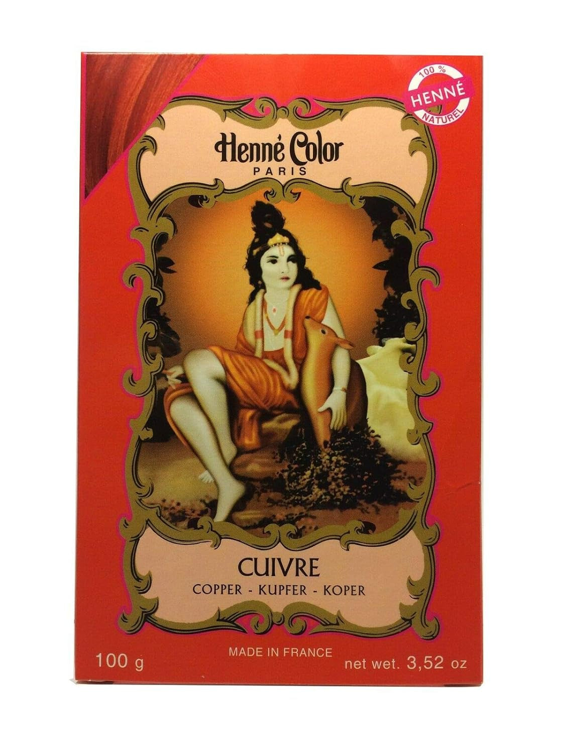 Henné Color Polvere di Henné Rame 100 g Tintura per capelli Naty Shop Rosso 100 G (1 confezione)