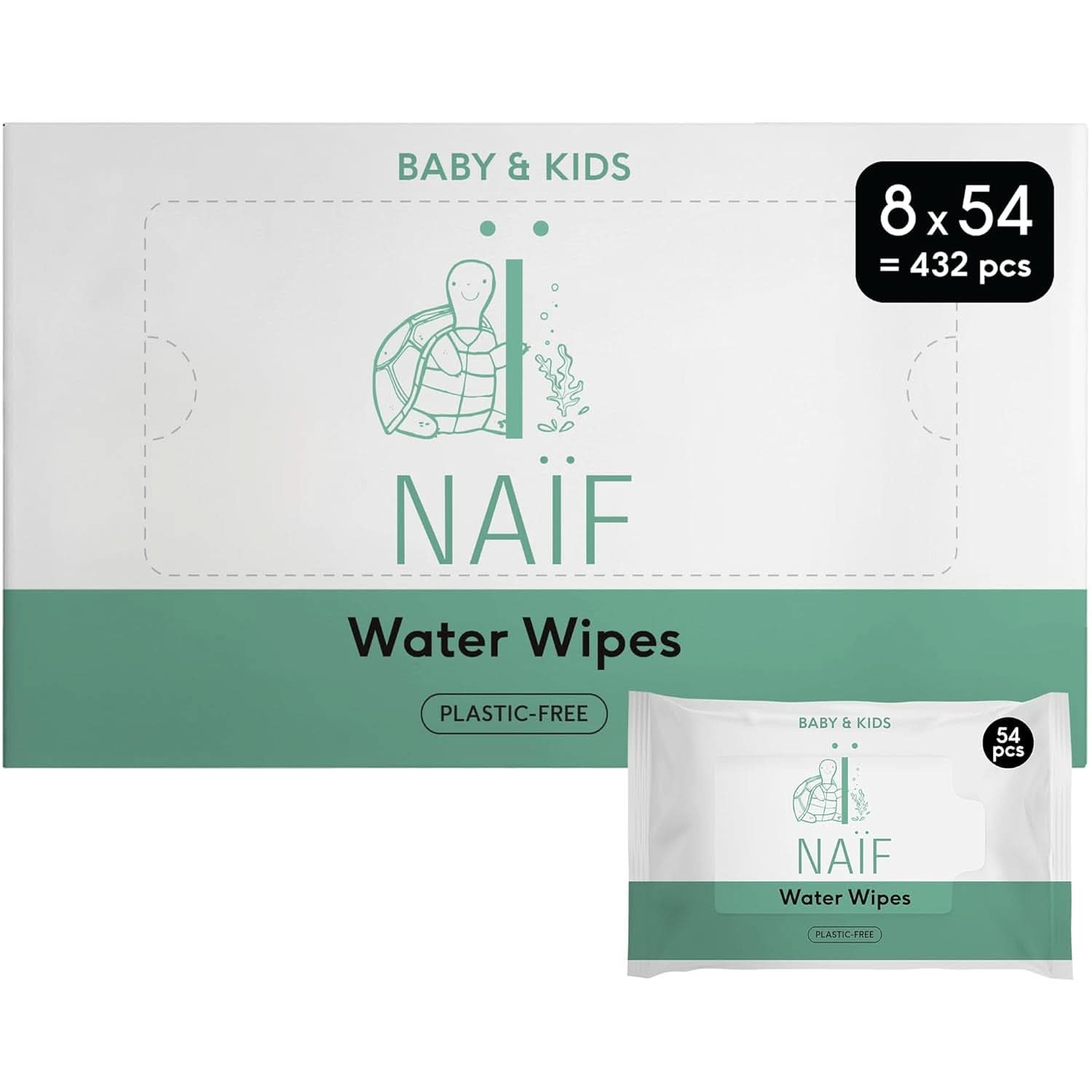 Naïf Plastikfreie Feuchttücher 432 Stück (8Er X 54 Feuchttücher) - Pflege Für Babypo, Körper Und Gesicht - 99% Aus Wasser - 0% Parfüm Und Alkohol - Nachhaltige Feuchttücherbox Eukalyptus Sensitiv Naty Shop 54 Stück (8Er Pack) Acqua