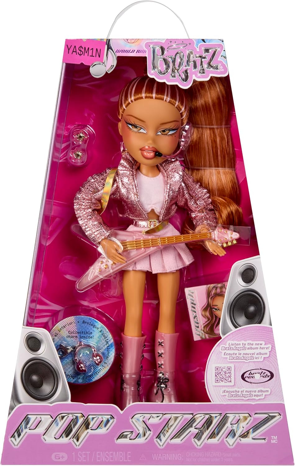 BRATZ Pop Starz Yasmin – Bambola alla moda con ciondolo da collezione, vestito e accessori musicali