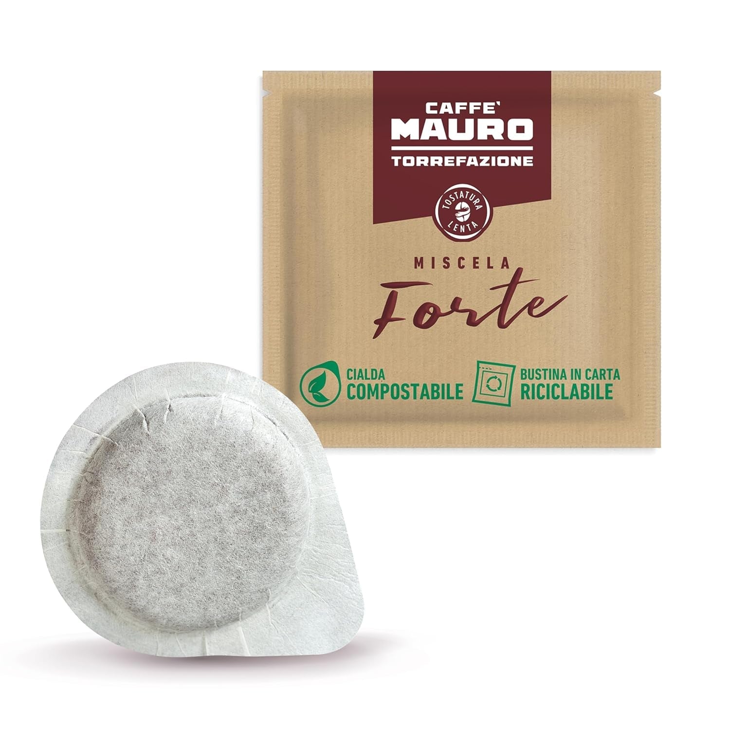 Caffè Mauro Torrefazione Kaffee Kompostierbare Pods, Recyclebare Verpackung, Original Mischung - 100 pezzi - Intensità 10/10 - Compatibile con sistema ESE Tamponi in carta 44 mm