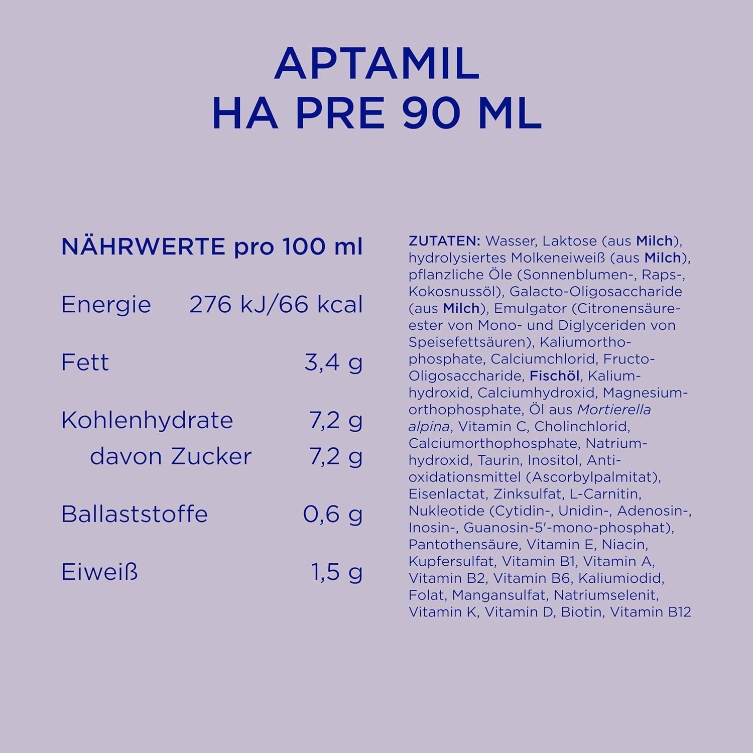 Aptamil HA Pre Ready to Drink – Latte idrolizzato per lattanti dalla nascita – 4 x 2 x 90 ml