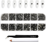 Beadsland 2500 pezzi di vetro per nail art strasssteine ​​​​Kristall Flatback Edelsteine ​​​​Runde, ​​für Handwerk Gemischt 8 Größen SS4 ~ SS30 con picking Pinzette e Stift (Kristall Weiss)