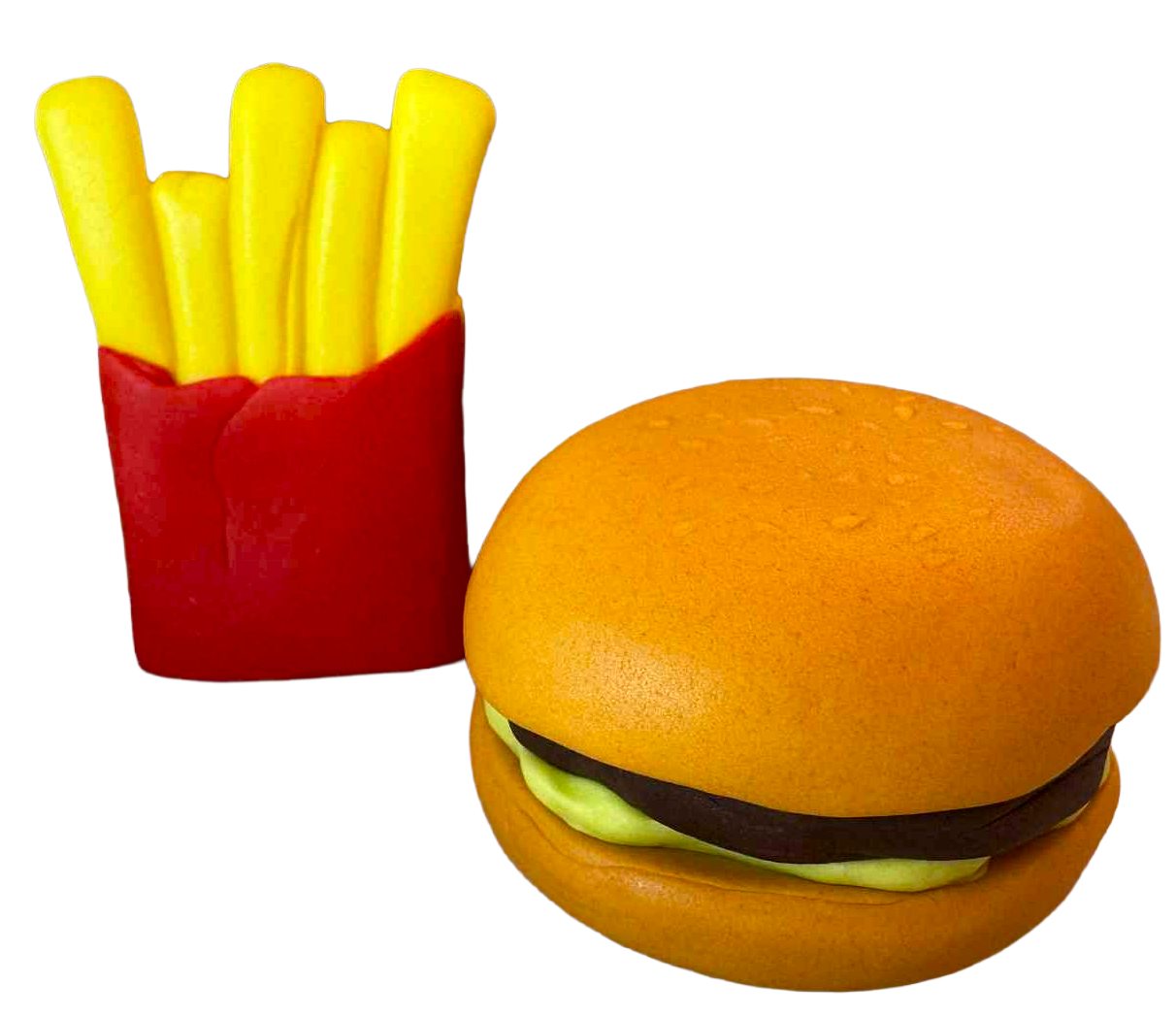 SweetJoy Decorazioni Commestibili per Hamburger e Patate - Set di 2 Figure in Pasta di Zucchero Circa 6 cm