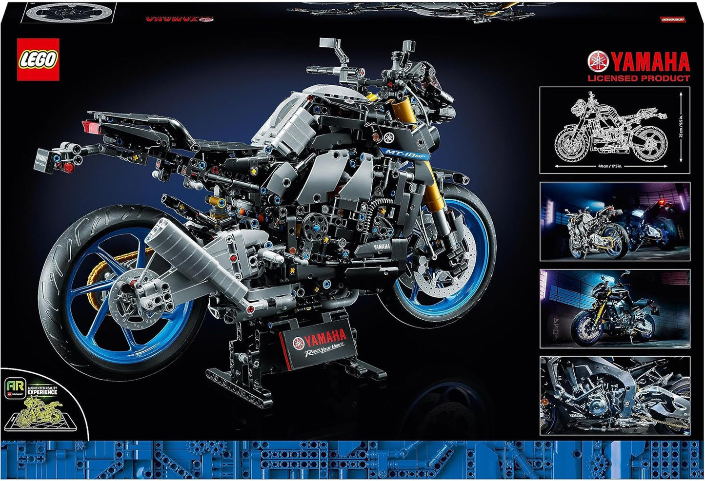 LEGO Technic 42159 Kit modello di motocicletta Yamaha MT-10 SP per adulti, modello autentico di veicolo con motore a 4 cilindri, sterzo funzionale e app AR, regalo per uomini e donne, kit di costruzione Besuche den LEGO-Store