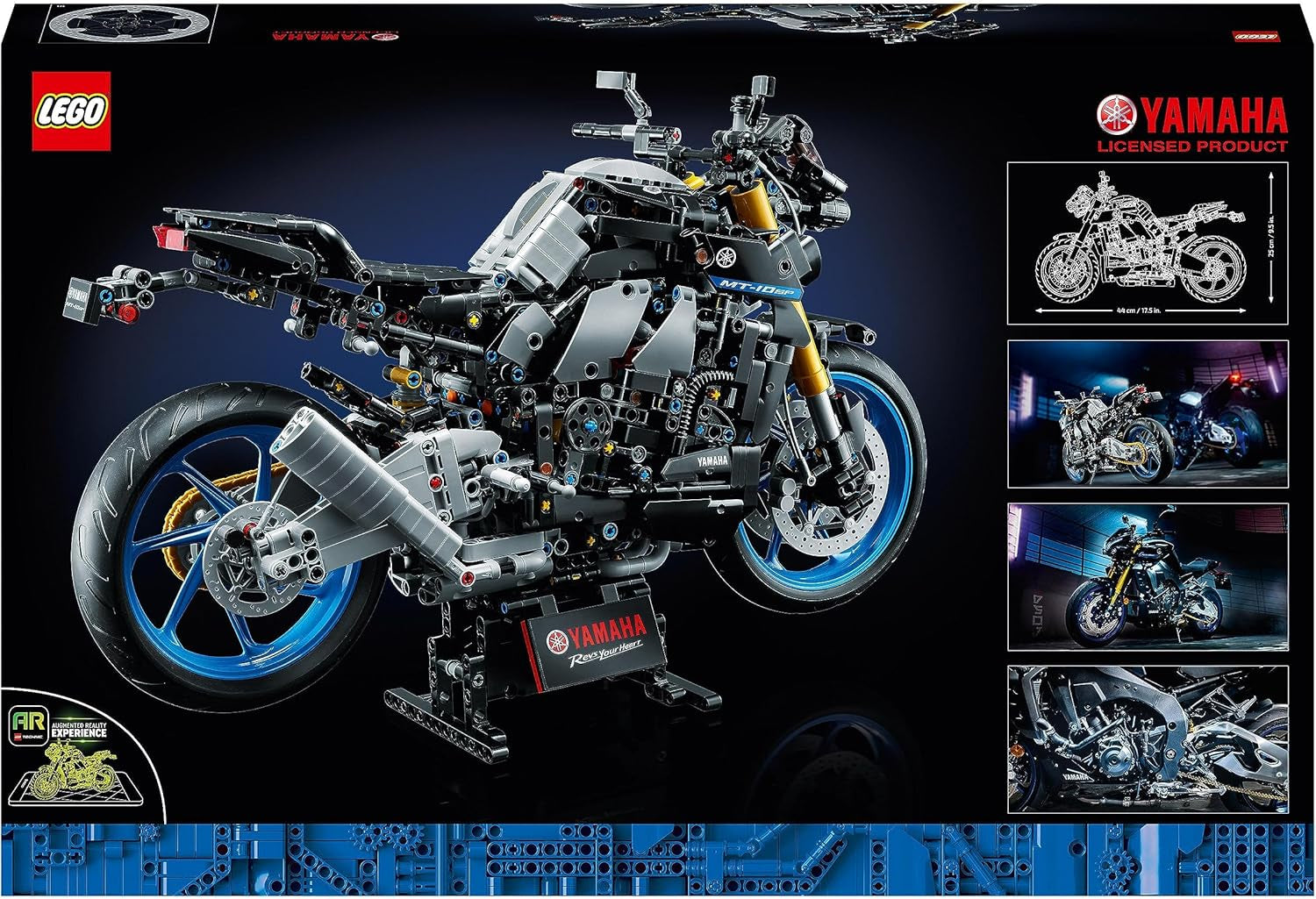 LEGO Technic 42159 Kit modello di motocicletta Yamaha MT-10 SP per adulti, modello autentico di veicolo con motore a 4 cilindri, sterzo funzionale e app AR, regalo per uomini e donne, kit di costruzione Besuche den LEGO-Store