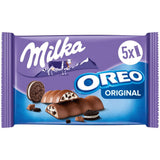 Barrette Milka & OREO – Cioccolato al latte alpino con pezzi croccanti di biscotti OREO in crema al latte – 13 x 185 g