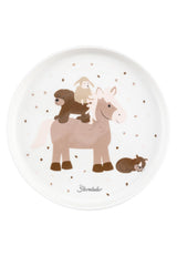Set di stoviglie in porcellana Sterntaler dal design rustico - Set di stoviglie con base in silicone antiscivolo e rimovibile - Stoviglie per neonati e bambini con piatto, ciotola da 400 ml e tazza da 200 ml, bianco