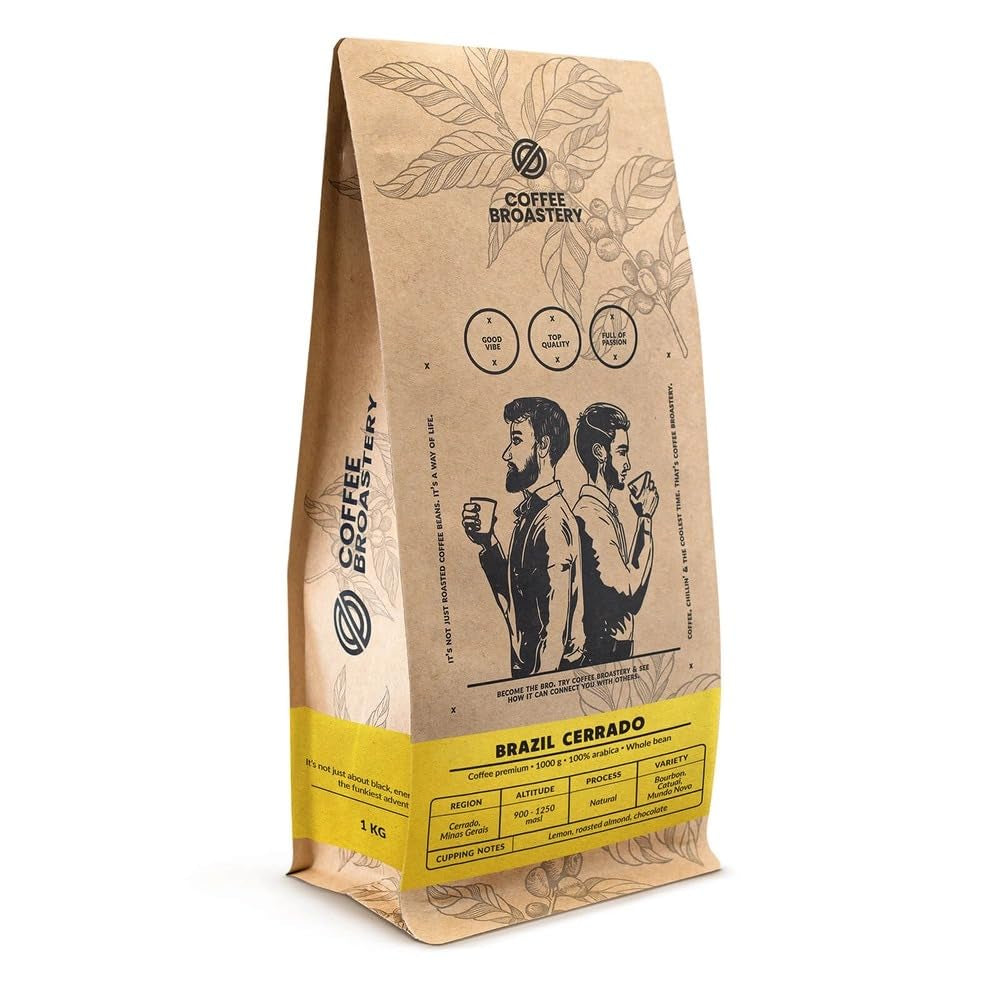 Set di caffè in grani 2x1kg 2000g | Brasile Mogiana | Brasile Cerrado | Brasile | Caffè speciale | Appena fritto