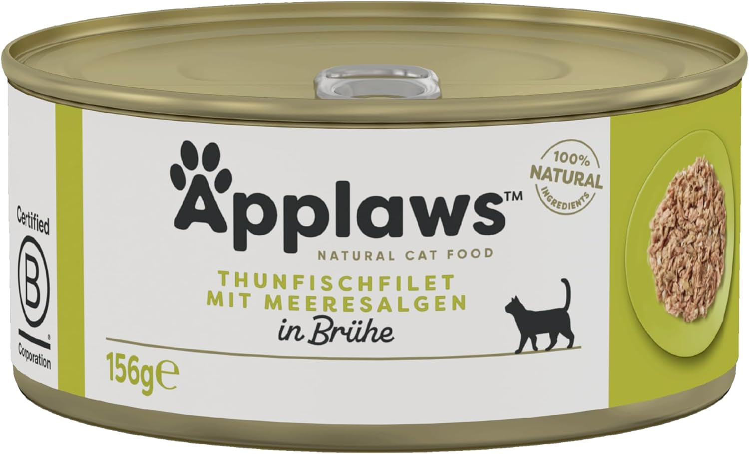 Applaws 100% naturale Premium-Nassfutter für Katzen, Thunfischfilet mit Algen in Brühe - Confezione con 24 x 156g Dosen
