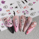 JMEOWIO Adesivo per unghie Halloween Süßer Geisterkürbis 9 Blatt Nail Art Sticker Selbstklebend Nagelaufkleber Dekoration Nageldesign Zubehör