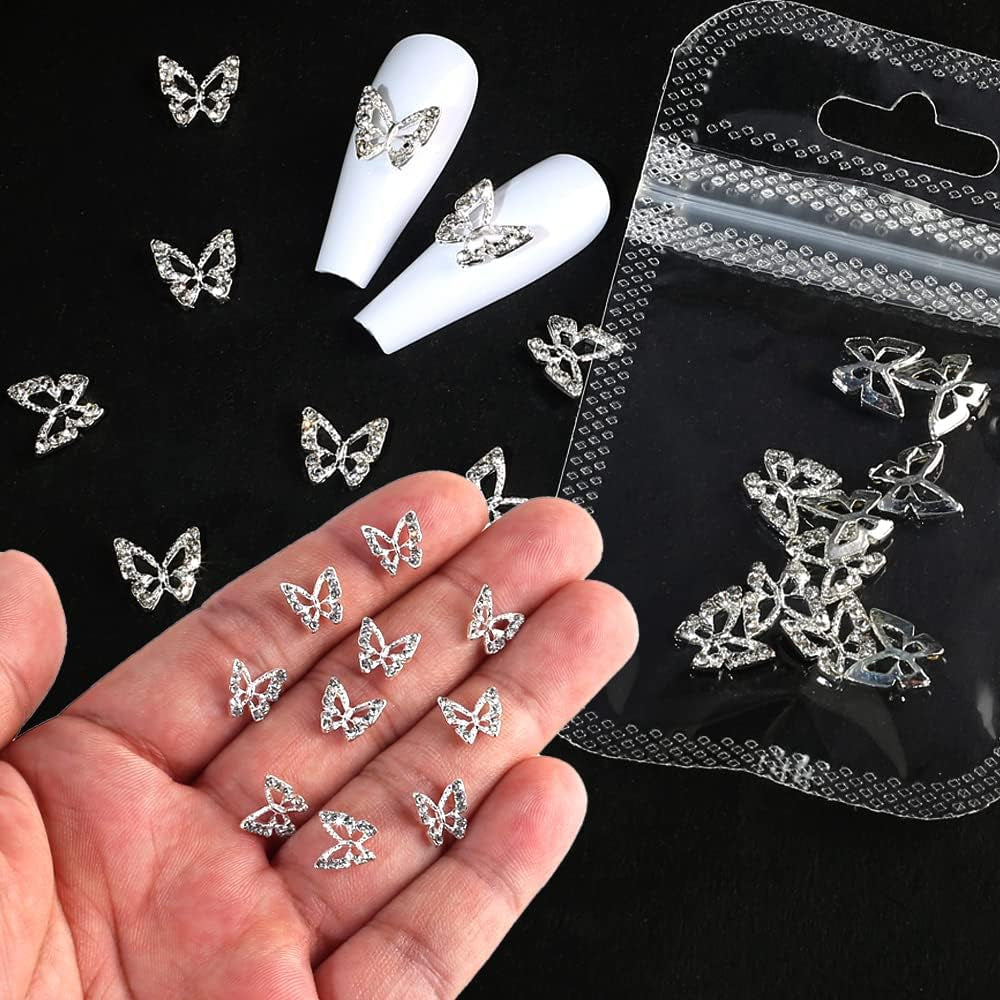 10 Pezzi Lega Farfalla Ciondoli per Unghie Metallo Pietre Ciondolo per Nail Art per Diamanti Unghie Gemme Gioielli per Unghie Decorazioni artistiche Creazione di Gioielli per Unghie