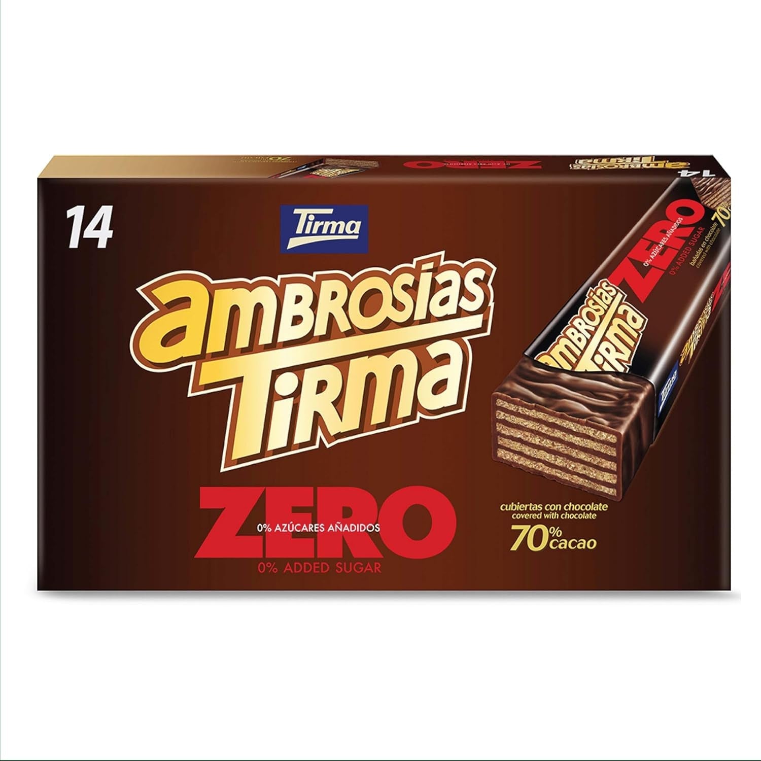 Cialde al cioccolato fondente Tirma 70% cacao | Senza zuccheri aggiunti | Adatto per diete cheto | Basso contenuto di carboidrati | Per diabetici Confezione multipla di wafer al cioccolato | 3 pezzi | 64,5 g